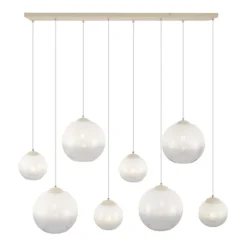 QAZQA Art-Deco-Hängelampe beige mit weißem Glas 8-flammig - Sandra