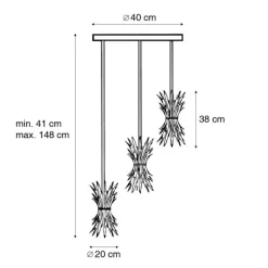 QAZQA Art-Deco-Hängelampe Gold 3-flammig - Wesley