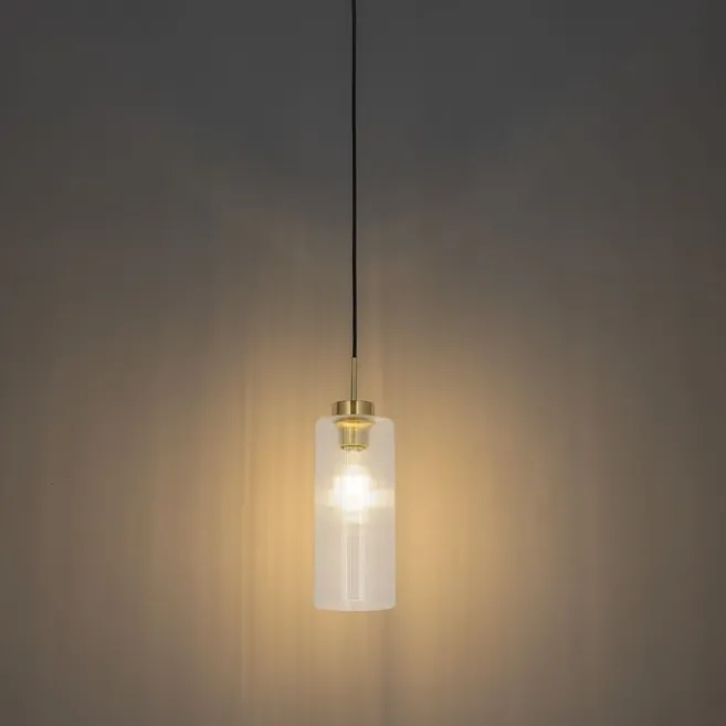 QAZQA Art-Deco-Hängelampe Gold mit Glas - Laura