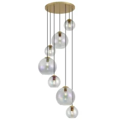 QAZQA Art-Deco-Hängelampe Gold mit Regenbogen-Glas 7-flammig - Sandra