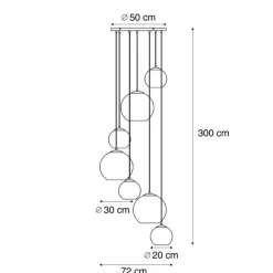 QAZQA Art-Deco-Hängelampe Gold mit Regenbogen-Glas 7-flammig - Sandra