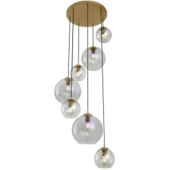 QAZQA Art-Deco-Hängelampe Gold mit Regenbogen-Glas 7-flammig - Sandra