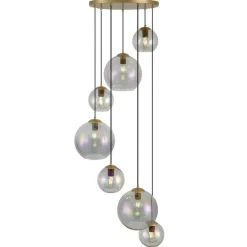 QAZQA Art-Deco-Hängelampe Gold mit Regenbogen-Glas 7-flammig - Sandra