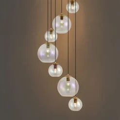 QAZQA Art-Deco-Hängelampe Gold mit Regenbogen-Glas 7-flammig - Sandra