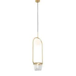 QAZQA Art-Deco-Hängelampe Gold mit weißem Glas - Isabella