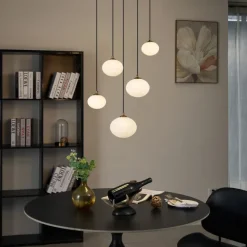 QAZQA Art-Deco-Hängelampe Gold mit Opalglas 5-flammig - Yani