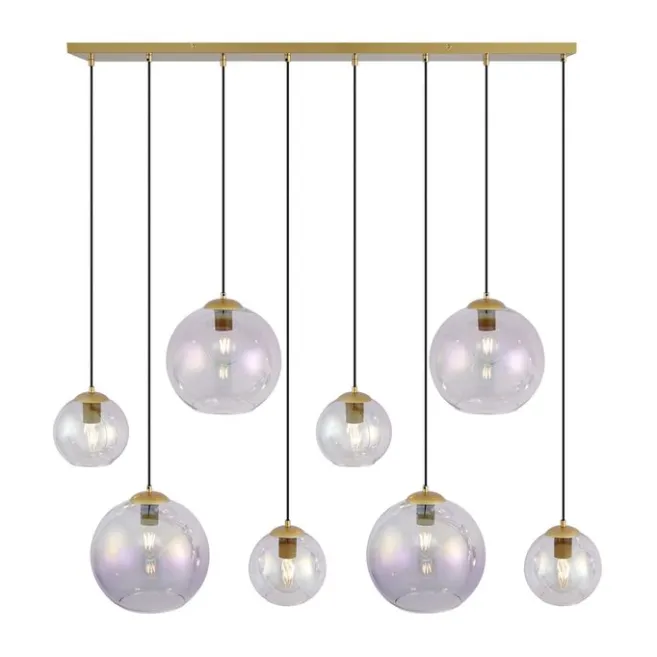 QAZQA Art-Deco-Hängelampe Gold mit Regenbogen-Glas 8-flammig - Sandra