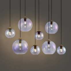 QAZQA Art-Deco-Hängelampe Gold mit Regenbogen-Glas 8-flammig - Sandra