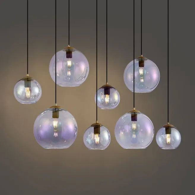 QAZQA Art-Deco-Hängelampe Gold mit Regenbogen-Glas 8-flammig - Sandra