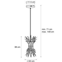 QAZQA Art-Deco-Hängelampe Gold mit Schwarz - Wesley