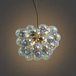 QAZQA Art-Deco-Hängelampe Gold mit Regenbogen-Glas 50cm 8-flammig - Uvas