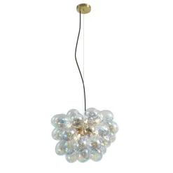 QAZQA Art-Deco-Hängelampe Gold mit Regenbogen-Glas 50cm 8-flammig - Uvas