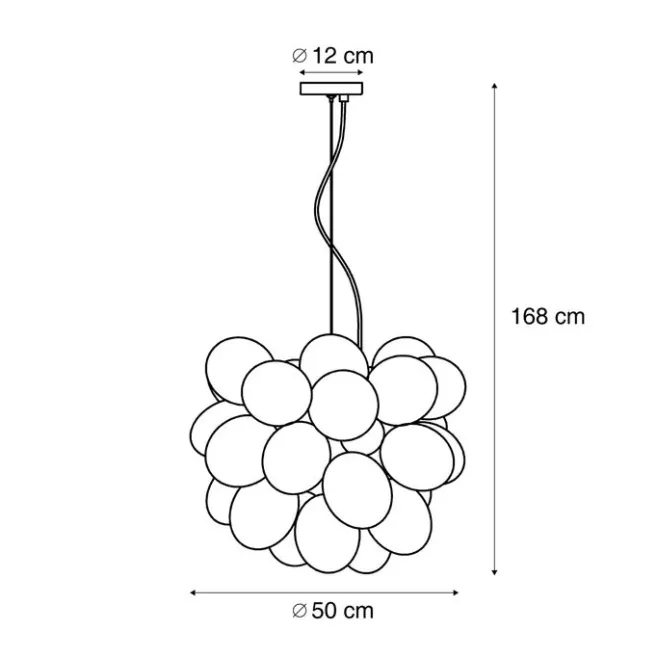 QAZQA Art-Deco-Hängelampe Gold mit Regenbogen-Glas 50cm 8-flammig - Uvas