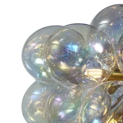 QAZQA Art-Deco-Hängelampe Gold mit Regenbogen-Glas 50cm 8-flammig - Uvas