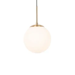 QAZQA Art-Deco-Hängelampe Gold mit Opalglas - Flore