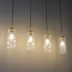 QAZQA Art-Deco-Hängelampe Gold mit Glas 4-flammig - Laura