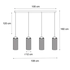 QAZQA Art-Deco-Hängelampe Gold mit Glas 4-flammig - Laura