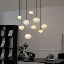 QAZQA Art-Deco-Hängelampe Gold mit Opalglas 9-flammig - Yani