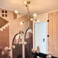 QAZQA Art-Deco-Hängelampe Messing matt 6-flammig - Sydney