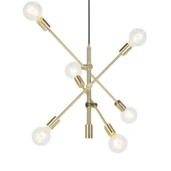 QAZQA Art-Deco-Hängelampe Messing matt 6-flammig - Sydney