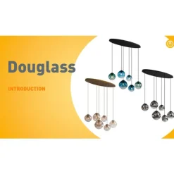 QAZQA Art-Deco-Hängelampe schwarz mit ovaler Deckenplatte und Rauchglas 6-flammig - Douglass