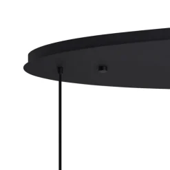 QAZQA Art-Deco-Hängelampe schwarz mit ovaler Deckenplatte und Rauchglas 6-flammig - Douglass