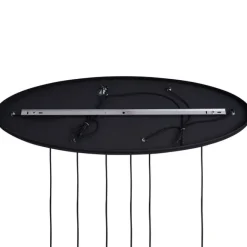 QAZQA Art-Deco-Hängelampe schwarz mit ovaler Deckenplatte und Rauchglas 6-flammig - Douglass