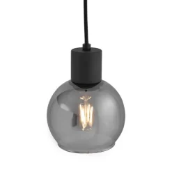 QAZQA Art-Deco-Hängelampe schwarz mit Rauchglas - Vidro