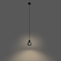 QAZQA Art-Deco-Hängelampe schwarz mit Rauchglas - Vidro