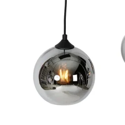 QAZQA Art-Deco-Hängelampe schwarz mit Rauchglas 5 Lichter - Wallace