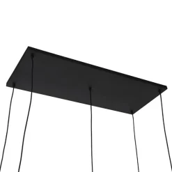 QAZQA Art-Deco-Hängelampe schwarz mit Rauchglas 5 Lichter - Wallace