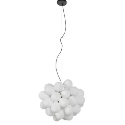 QAZQA Art-Deco-Hängelampe schwarz mit Opalglas 8-flammig rund – Uvas