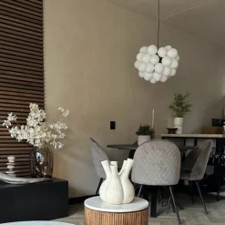 QAZQA Art-Deco-Hängelampe schwarz mit Opalglas 8-flammig rund – Uvas