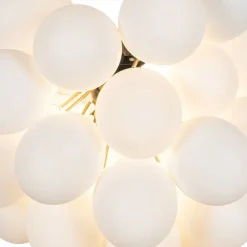 QAZQA Art-Deco-Hängelampe schwarz mit Opalglas 8-flammig rund – Uvas