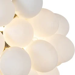 QAZQA Art-Deco-Hängelampe schwarz mit Opalglas 8-flammig rund – Uvas