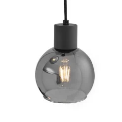 QAZQA Art-Deco-Hängelampe schwarz mit Rauchglas rund 3-flammig - Vidro