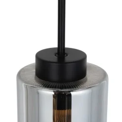 QAZQA Art-Deco-Hängelampe schwarz mit Rauchglas 4-flammig – Laura