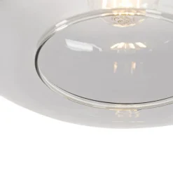 QAZQA Art-Deco-Hängelampe schwarz mit Rauchglas - Bizle