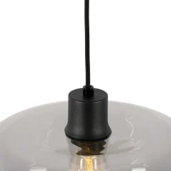 QAZQA Art-Deco-Hängelampe schwarz mit Rauchglas - Bizle