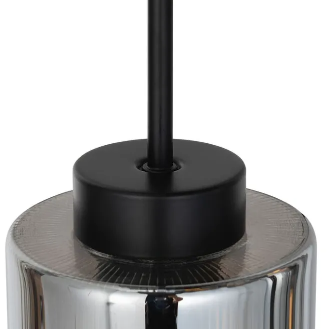 QAZQA Art-Deco-Hängelampe schwarz mit Rauchglas 7-flammig – Laura