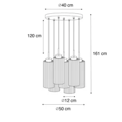 QAZQA Art-Deco-Hängelampe schwarz mit Rauchglas 7-flammig – Laura