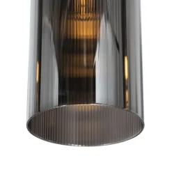 QAZQA Art-Deco-Hängelampe schwarz mit Rauchglas 7-flammig – Laura