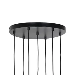 QAZQA Art-Deco-Hängelampe schwarz mit Rauchglas 7-flammig – Laura