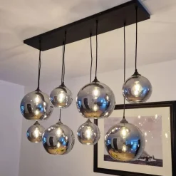 QAZQA Art-Deco-Hängelampe schwarz mit Rauchglas 8-flammig – Sandra