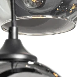 QAZQA Art-Deco-Hängelampe schwarz mit Rauchglas 8-flammig – Sandra