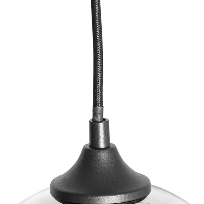 QAZQA Art-Deco-Hängelampe schwarz mit Rauchglas 8-flammig – Sandra