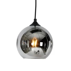 QAZQA Art-Deco-Hängelampe schwarz mit Rauchglas 6 Lichter - Wallace