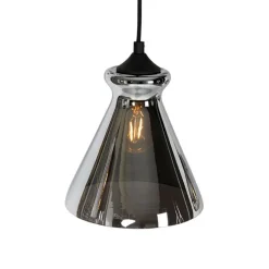 QAZQA Art-Deco-Hängelampe schwarz mit Rauchglas 6 Lichter - Wallace