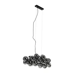 QAZQA Art-Deco-Hängeleuchte schwarz mit Rauchglas 8-flammig - Uvas