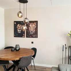 QAZQA Art-Deco-Pendelleuchte schwarz mit Rauchglas 3-flammig - Pallon